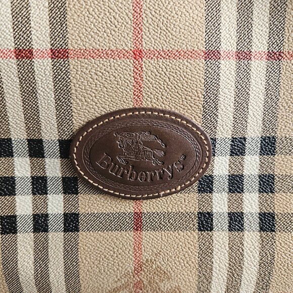 Burberrys Vintage Haystack Boston Brown PVC Travel Bag - EUC - Picture 2 of 16
